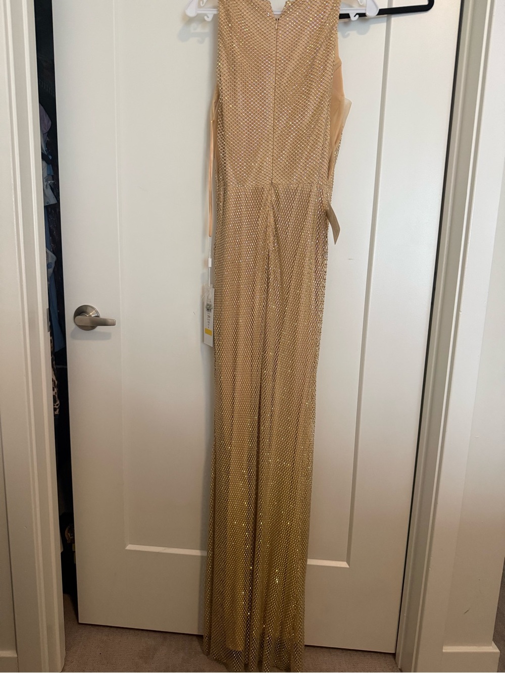 Colors Dress Rhinestone Mesh Evening Dress Gold Sparkle - Picture 2 of 7